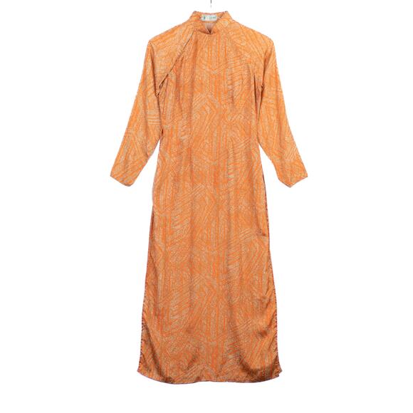 Vintage 60s Paris 100% Silk Chinese Dress Midi Length Size XS - Picture 1 of 4